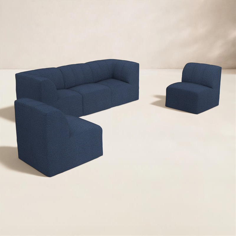 Eliana Sunbrella Outdoor Patio Secional Seating, Sunbrella Spectrum Indigo