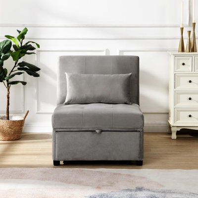 Folding Ottoman Sofa Bed Grey