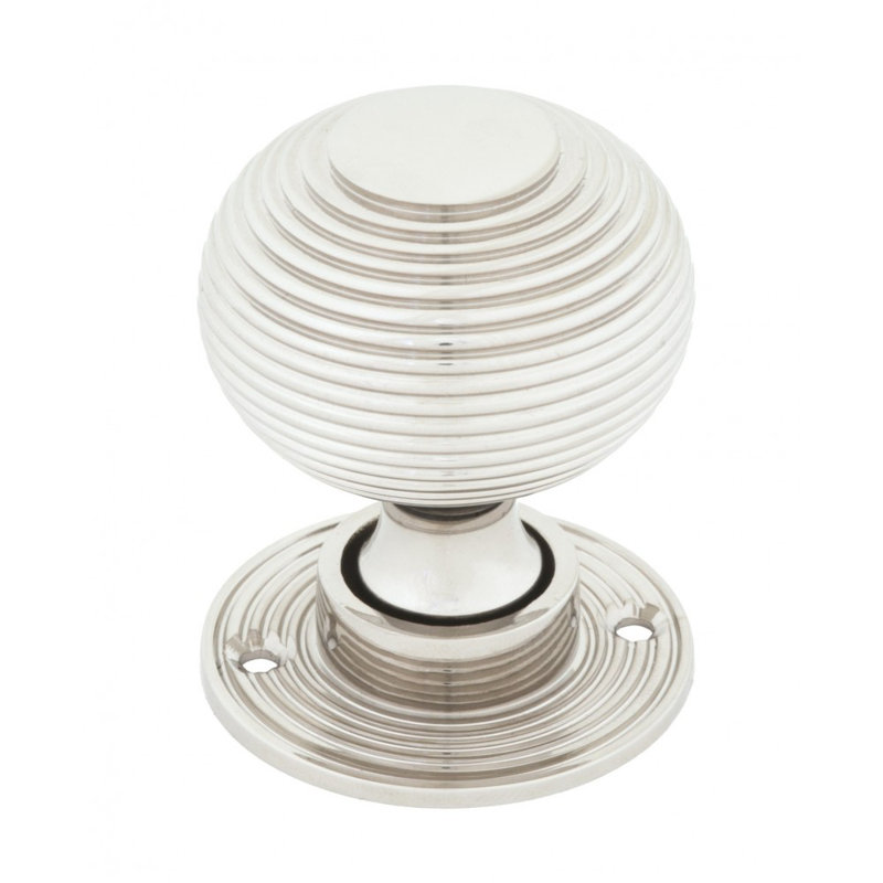 Aged Brass Beehive Mortice/Rim Knob Set, Polished Nickel