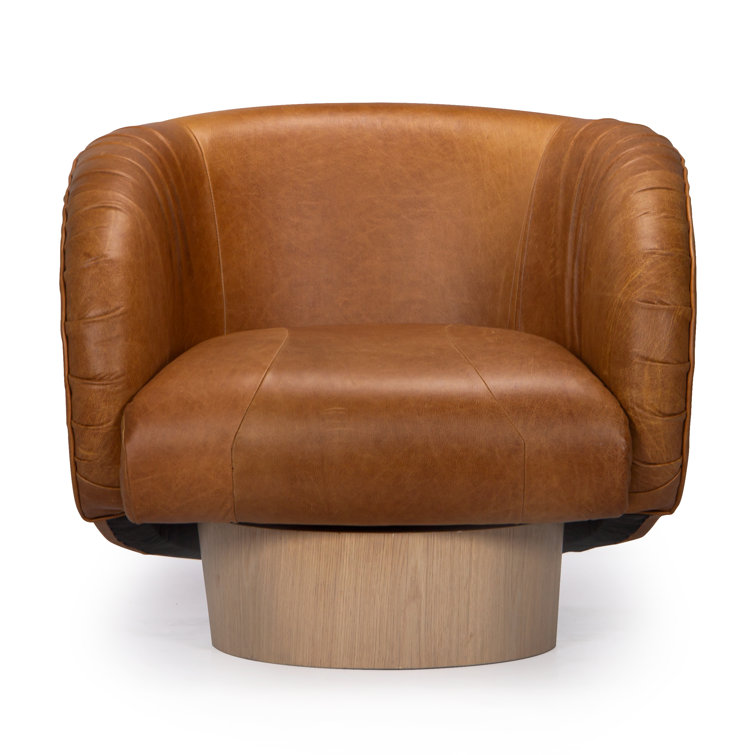 Geneva Leather Swivel Accent Chair