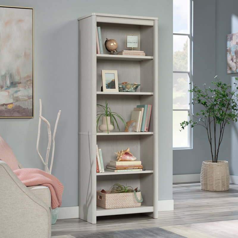 Dover Edge 5-Shelf Bookcase In Glacier Oak, Gray