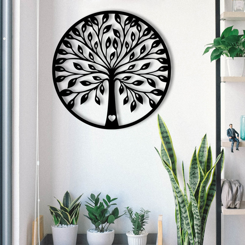 Élégant accessoire mural décoratif en métal, finition noire, 22,8 po x 22,8 po | Fabrication 100% métal, épaisseur: 0,05 pouce | Parfait pour le salon, le bureau et la décoration moderne, durable et attrayant