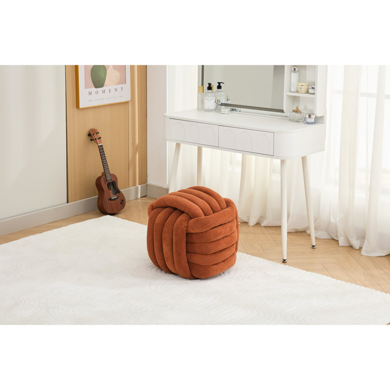 Tabouret de maquillage en chenille - Design moderne pour le salon. Orange, P 19,29 po x l 18,13 po, 14,96 lb Tissu, rembourrage en mousse, structure en bois, capacité de 250 lb, aucun repose-pieds facile à assembler