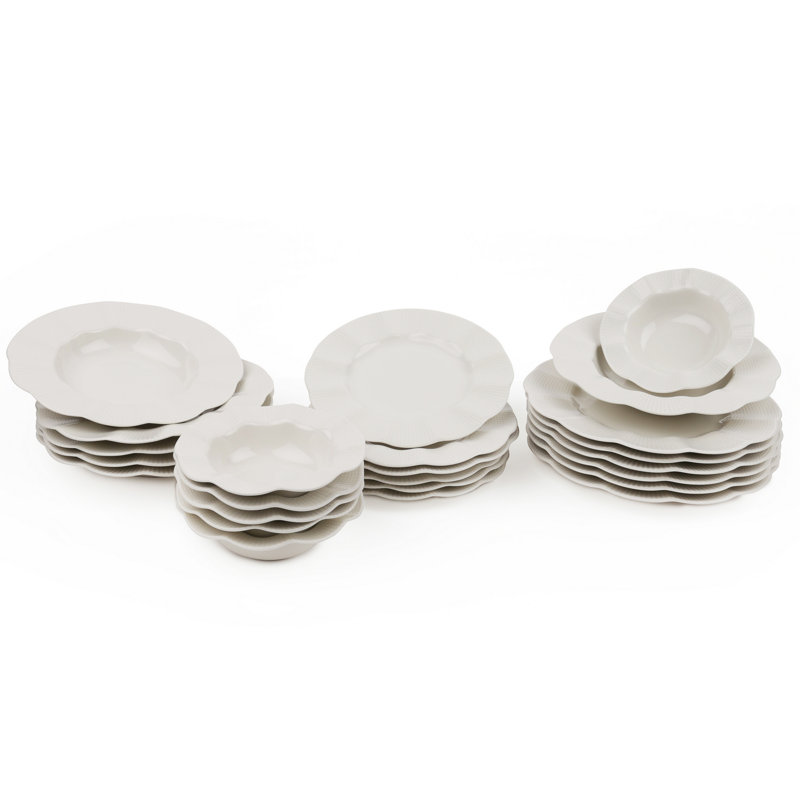 Swayzee Piece Porcelain China Dinnerware Set - Service for 6