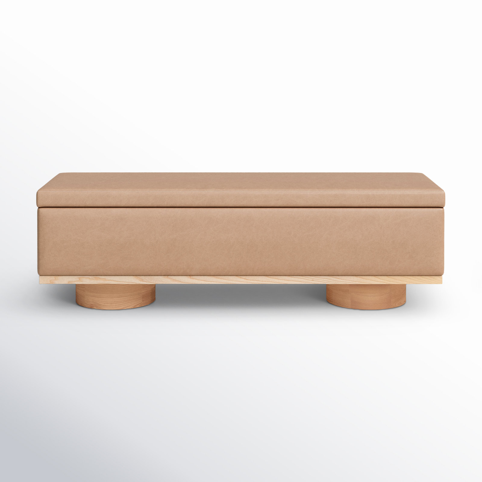 Morje 61" Linen Entryway Bench, Camel Vegan Leather, Natural