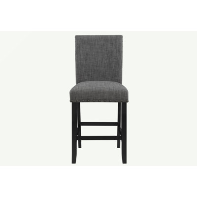 Transitional Gray Fabric Accent Chair Dining Chair with Nailhead Trim | Easy Care (Mild Solvent Clean) Armless