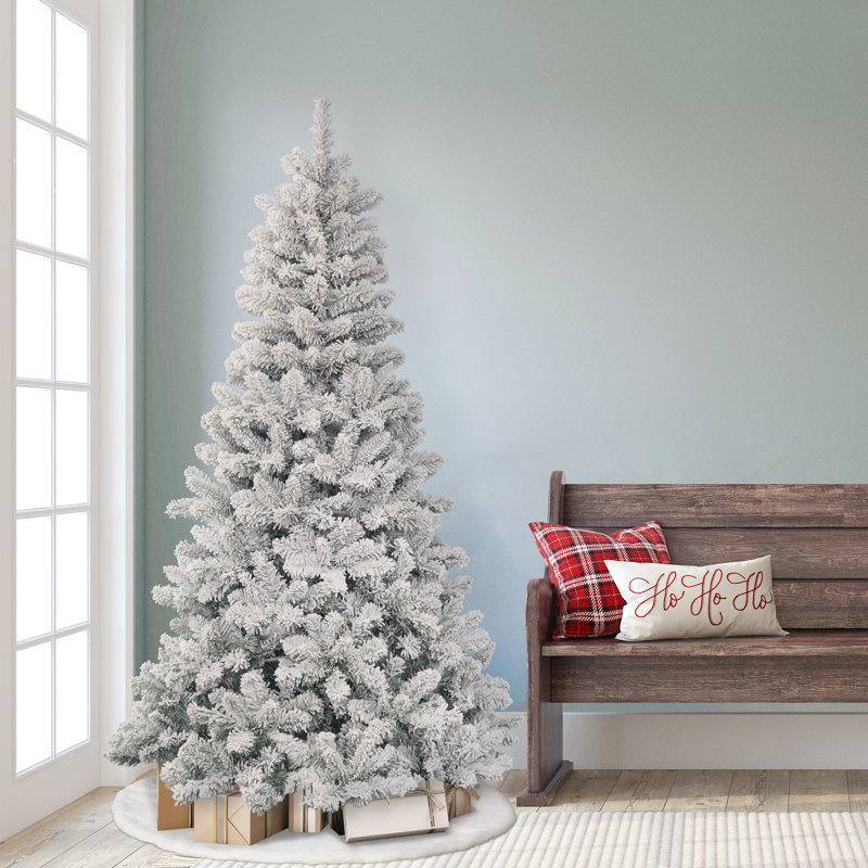 Unlit Flocked Aritficial Christmas Tree, 5.91ft H x 4.5ft W