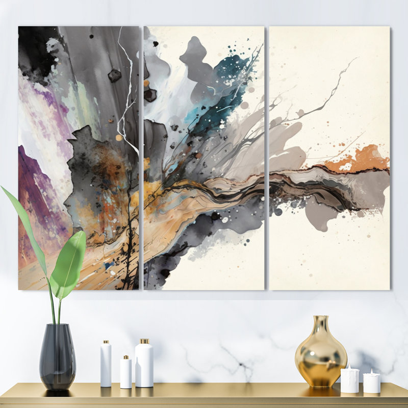 «Jazz Rhythms in Shades of Grey I», reproduction sur toile 3 pièces, H 28 po x l 36 po x P 1 po, Toile tendue