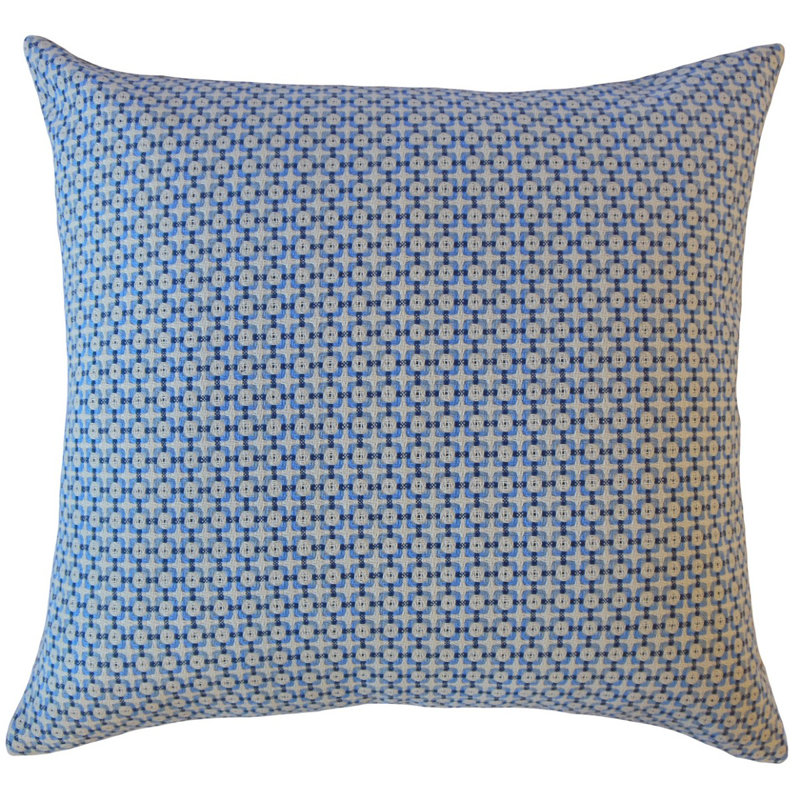 Coussin géométrique Feleti, 24 po x 24 po, Coussin décoratif, Bleu