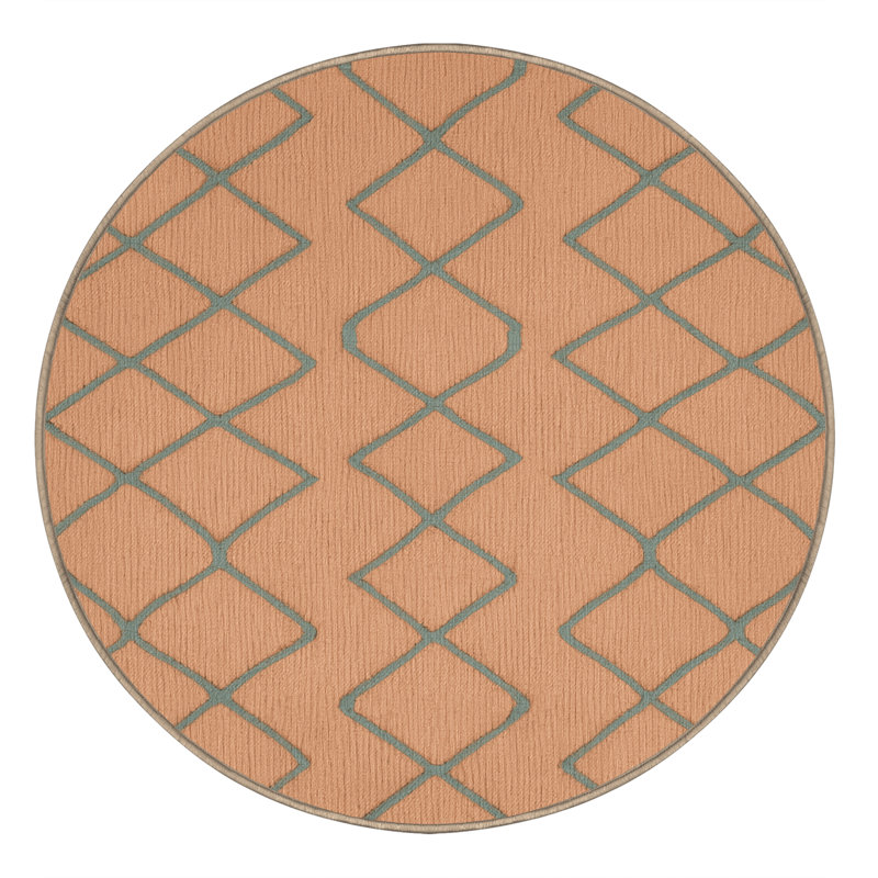 Tapis brun treillis lavable à la machine, Rond 5 pi