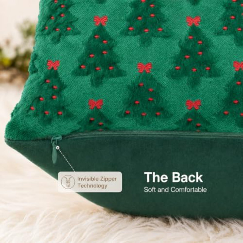 Housses de coussin sapin de Noël 40 x 40 cm, ensemble de 2, décoration de Noël - Vert