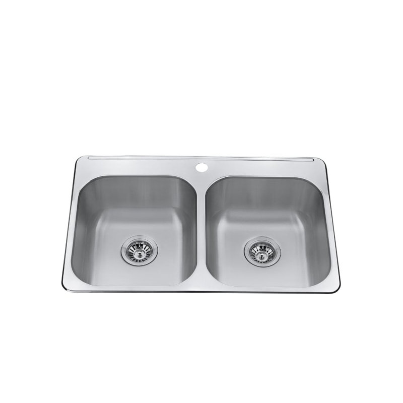 Évier de cuisine à double cuve encastrée avec accessoires L 31 po x l 21 po