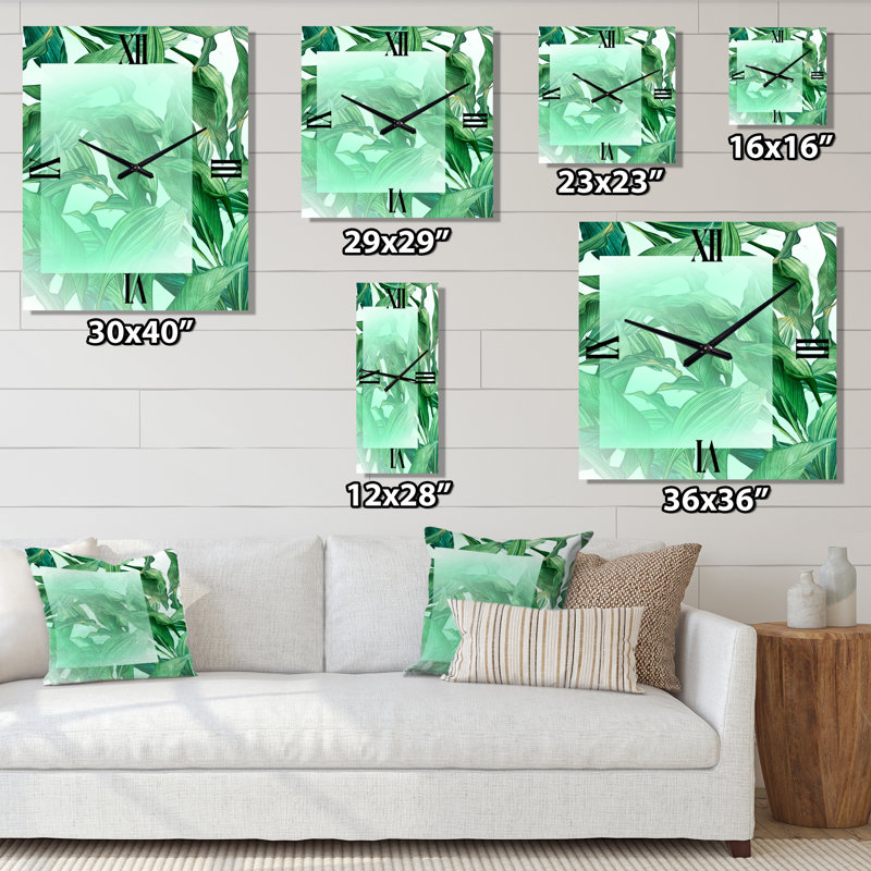 Horloge murale feuilles de palmier tropicales, Moyen