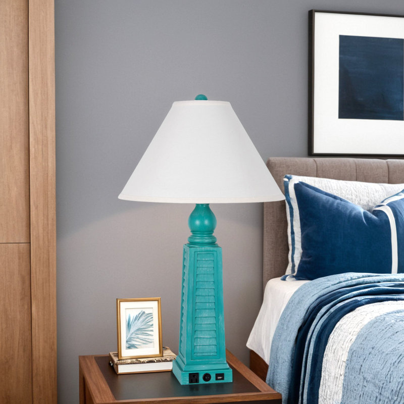 Lampe en résine Dawrin, Bleu sarcelle foncé