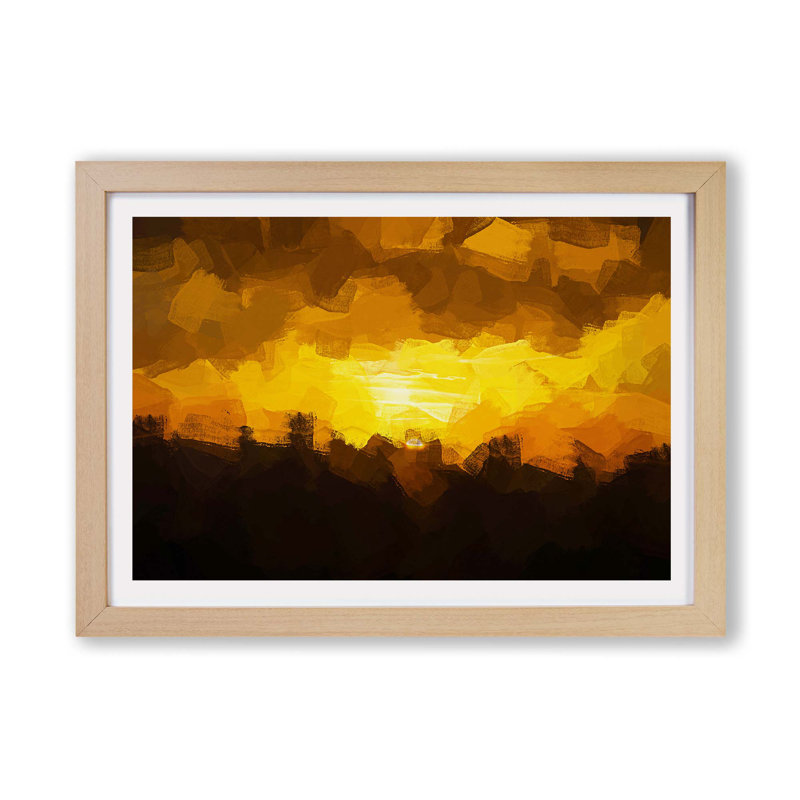 Sunset in Austria - Framed Print, 45cm H x 63cm W x 2cm D, Oak