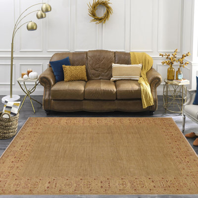 Tapis brun en laine noué à la main de style oriental rectangulaire 10 pi 2 po x 13 pi 8 po Fackler