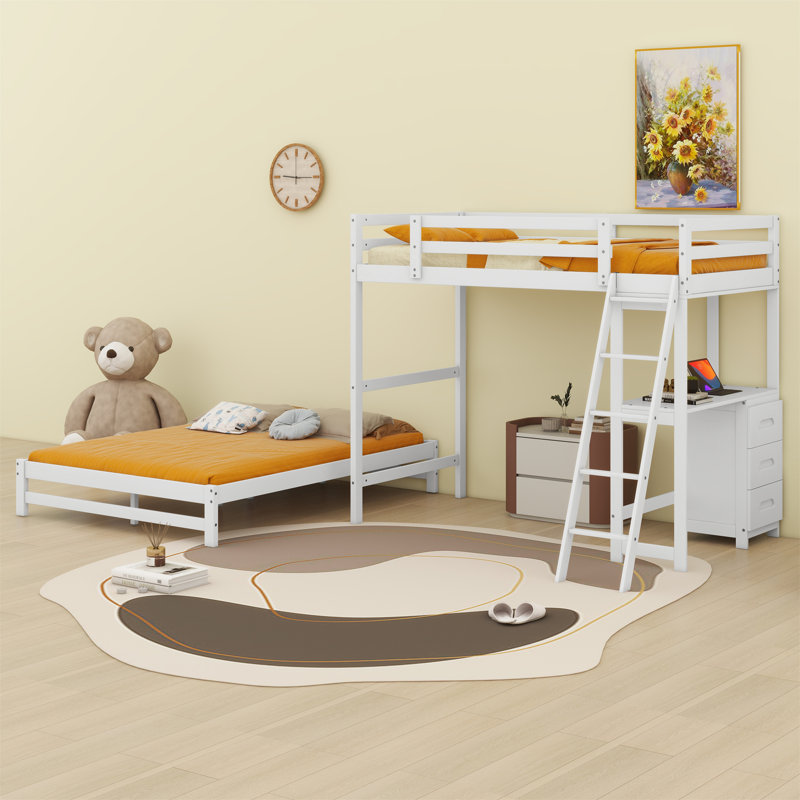 Jakhy Kids Twin Over Full Bunk Bed with Drawers