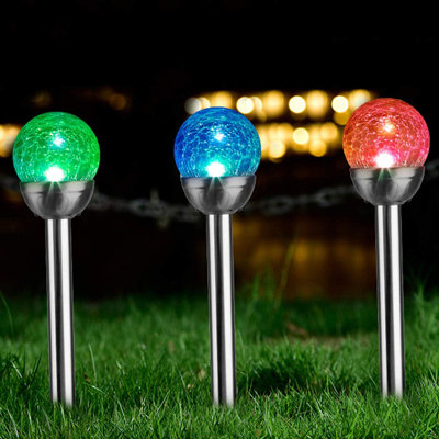 Chrome Low Voltage Solar Powered Integrated LED Metal Pathway Light Pack