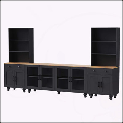 Farmhouse TV Stand with Solid Wood Gourd-Shaped Legs for TVs Up to 70"