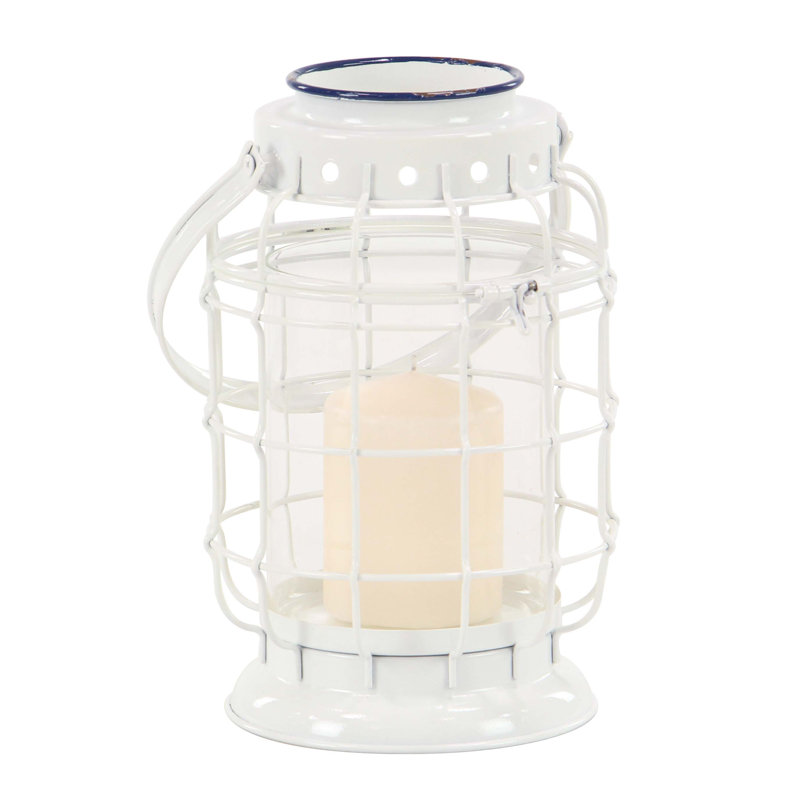 Metal Tabletop Lantern, 10" H x 6" W x 6" D