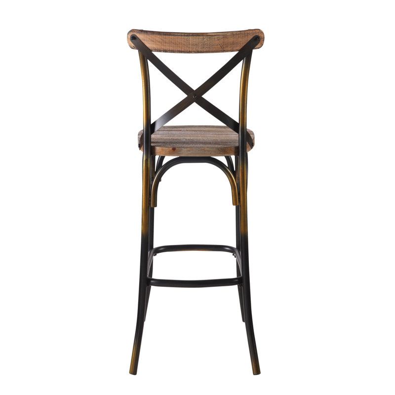 Tabouret de bar moderne avec tabouret de bar à dossier croisé et en bois, alliant design rétro et industriel.