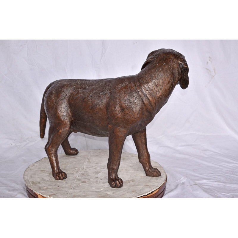 Beagle Dog Standing Made Of Bronze, Statue - Size: 27"L X 14"W X 21"H.