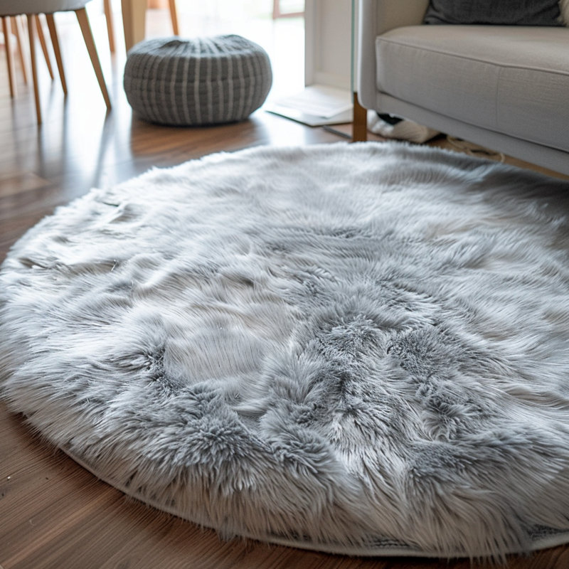 Gennine Faux Sheepskin Indoor Rug, Round 3'