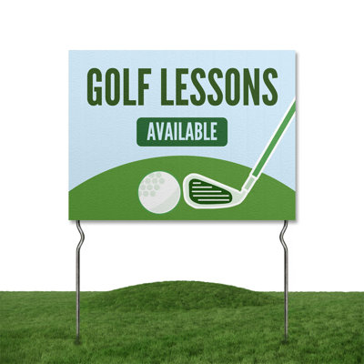 Drive for Show, Putt for Dough! Yard Sign par DC | Enseigne de jardin 24 po x 18 po avec piquets en métal 13 po | Panneaux d'extérieur imperméables pour la pelouse, le patio, le trottoir et la maison | Ensemble de 1