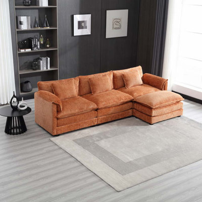 Modern Large L-Shape Sectional SOFA Chenille fabric
