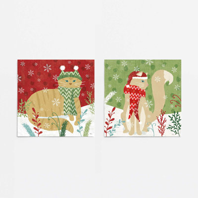 Cozy Christmas Kitty, ensemble de 2 reproductions d'art