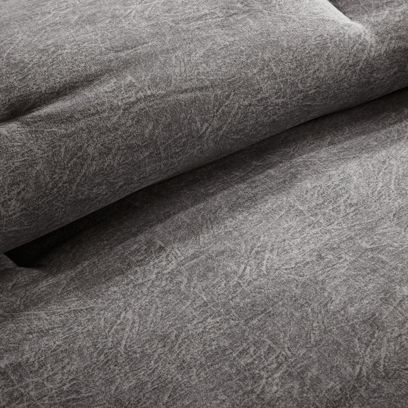 Édredon 7 pièces en faux suède gris pour une chambre à coucher très chaleureuse et invitante - avec microsuède uni