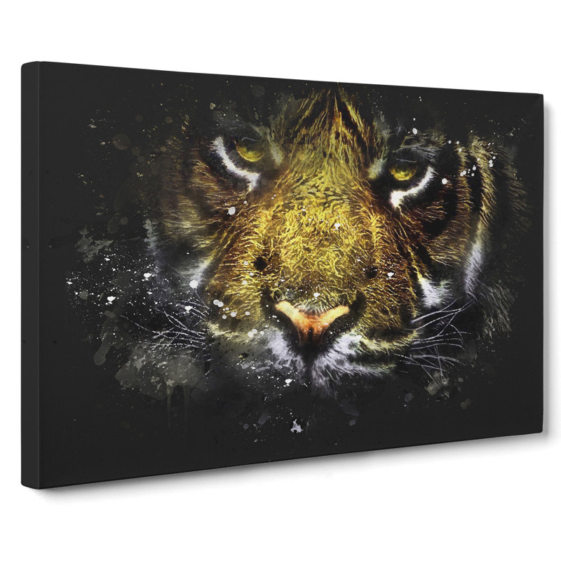 Tiger Vol.2 Paint Splash - Wrapped Canvas, 50cm H x 76cm W x 3cm D