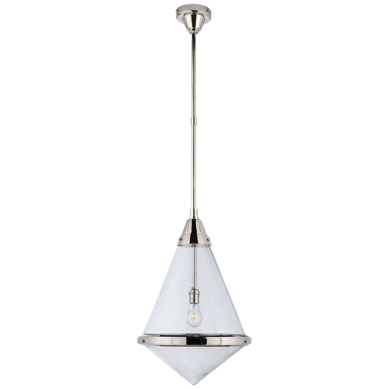 Thomas O'Brien Gale Small Pendant, Polished Nickel, 51" H x 15.5" W x 15.5" D, Seeded