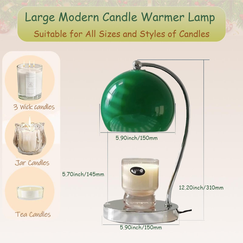 Lampe chauffe-bougie, large base, minuterie/variateur, lampe moderne à large base avec minuterie et variateur, fait fondre la cire parfumée uniformément, idéale comme lampe de table décorative, jaune
