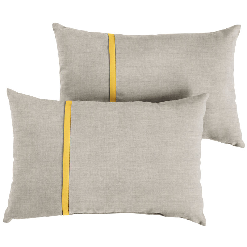 Quincy Striped Outdoor Reversible Throw Pillow, 12" x 24", Yellow/Silver