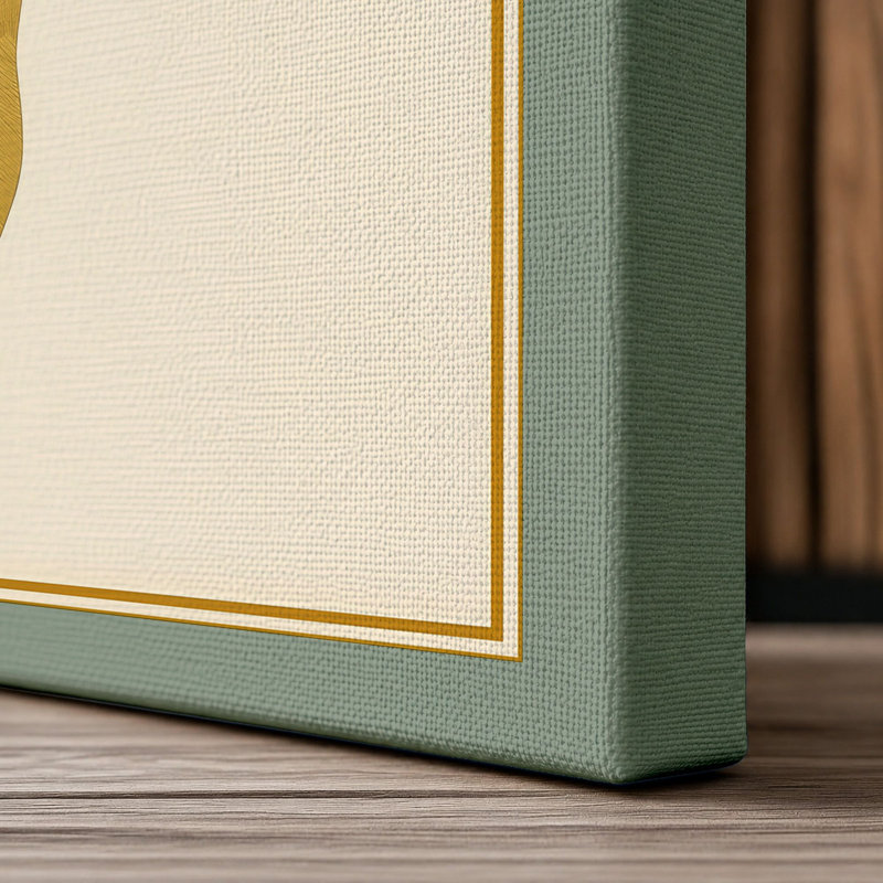 Golden Arabesque Art Deco - Wrapped Canvas, 30x20 - 76.2 x 50.8 cm, Sage Border