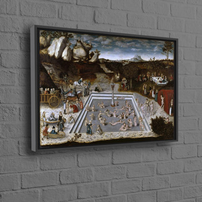 Luxueuse conception de fontaine de jouvence inspirée de Cranach sur toile murale en coton de haute qualité, idéale pour les maisons modernes et les décorations des Fêtes