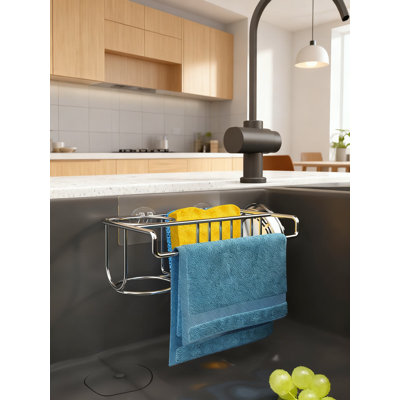 Support multifonctionnel pour évier de cuisine en forme de M, organisateur durable en acier inoxydable 304 pour éponges, brosses, serviettes et outils de nettoyage