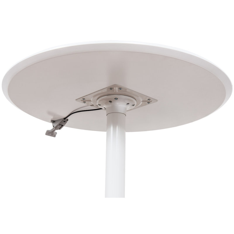 White Round Adjustable Height Bar Table with Steel Frame