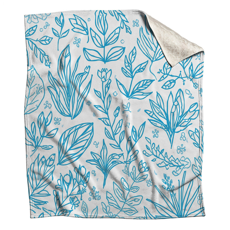Couvertures botaniques bleues, L 50 po x H 60 po