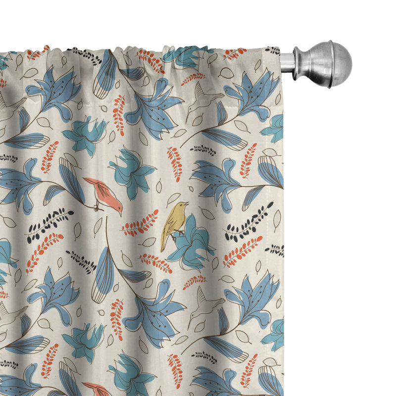 Nature Floral Semi-Sheer Rod Pocket Curtain Panels, 28" x 84"