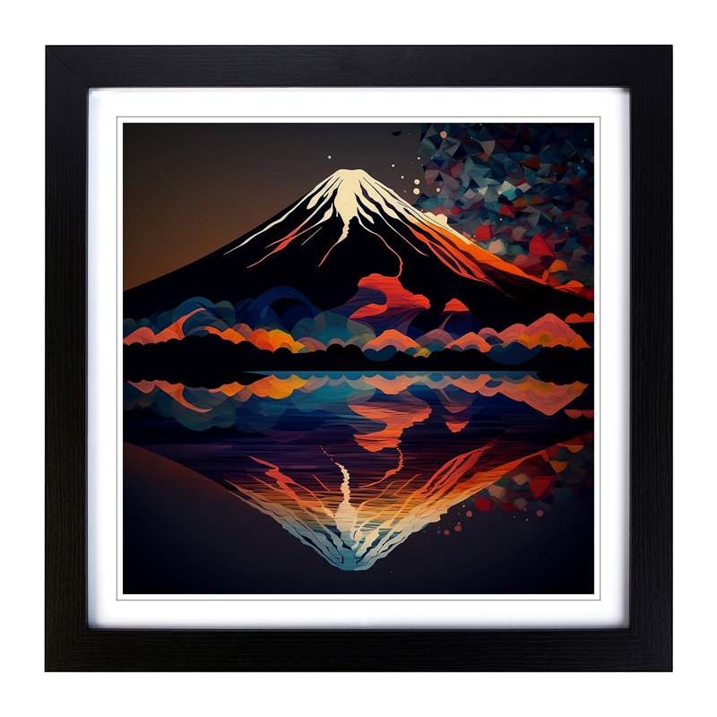 Mount Fuji Abstract Art - Framed Print, Black