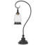 Lampe de table, style lanterne rétro, abat-jour en verre bullé, métal noir 32 po