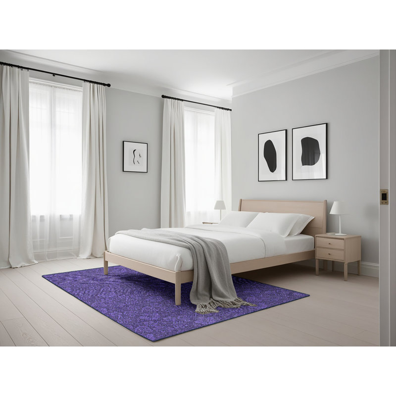 Tapis de zone mauve à motifs Opheim, Rectangle 5 pi x 7 pi