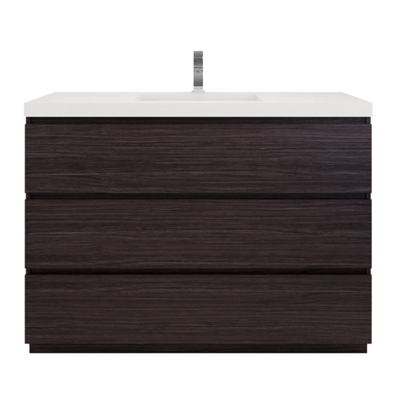 47.3'' Single Bathroom Vanity with Acrylic Top, Dark Gray Oak