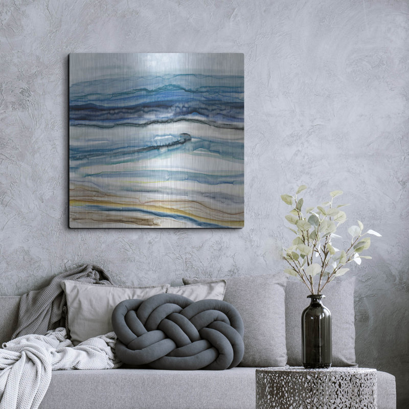 Beachcrest Home ™ «Ocean's Mouvement» par Carol Robinson, art mural en métal, H 36 po x l 36 po