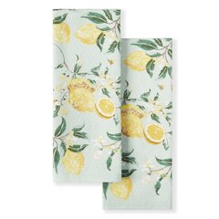 Martha Stewart Ditsy Floral Kitchen Towel Set 2- Pack 16X28, Grey/Navy  Blue/Aqua/White