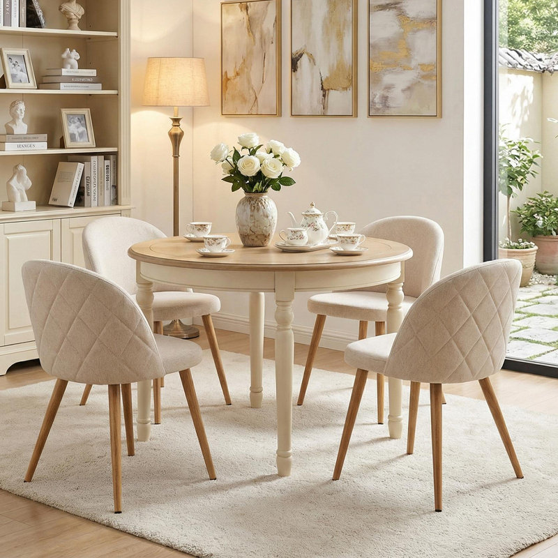 45cm H Upholstered Upholstered Back Side Chair, Beige