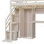 Structure de lit double mezzanine compacte avec garde-robe intégrée, bureau d'étude, tablettes de rangement et lumières-1372202206