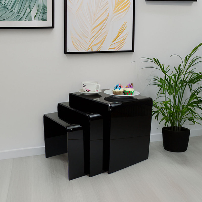 Clear Acrylic Nesting Tables - Transparent Plastic, Black